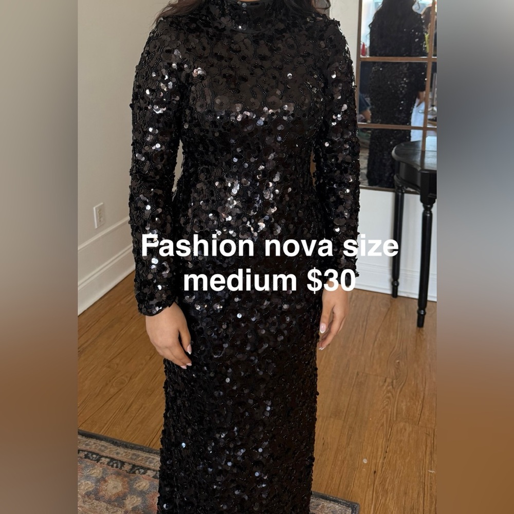 Fashion Nova Elegant Black Sequin Dress